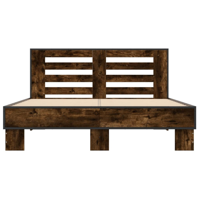 Cadru de pat, stejar afumat 135x190 cm lemn prelucrat și metal - WALTI WALTI