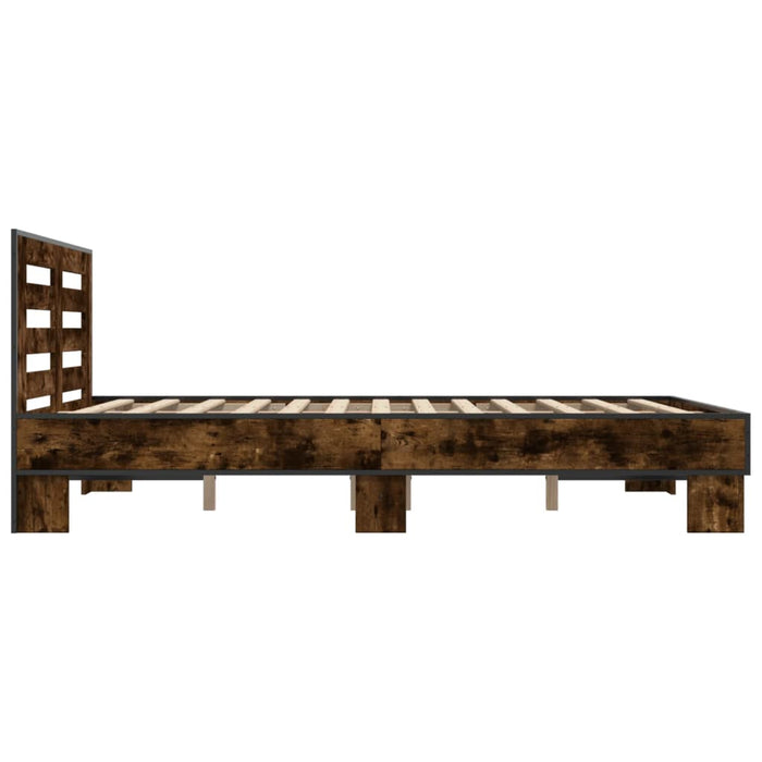 Cadru de pat, stejar afumat 135x190 cm lemn prelucrat și metal - WALTI WALTI