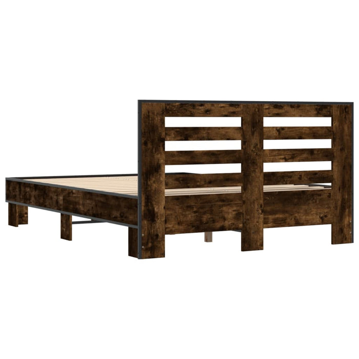 Cadru de pat, stejar afumat 135x190 cm lemn prelucrat și metal - WALTI WALTI