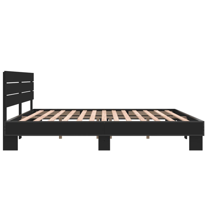 Cadru de pat, negru, 200x200 cm, lemn prelucrat și metal - WALTI WALTI