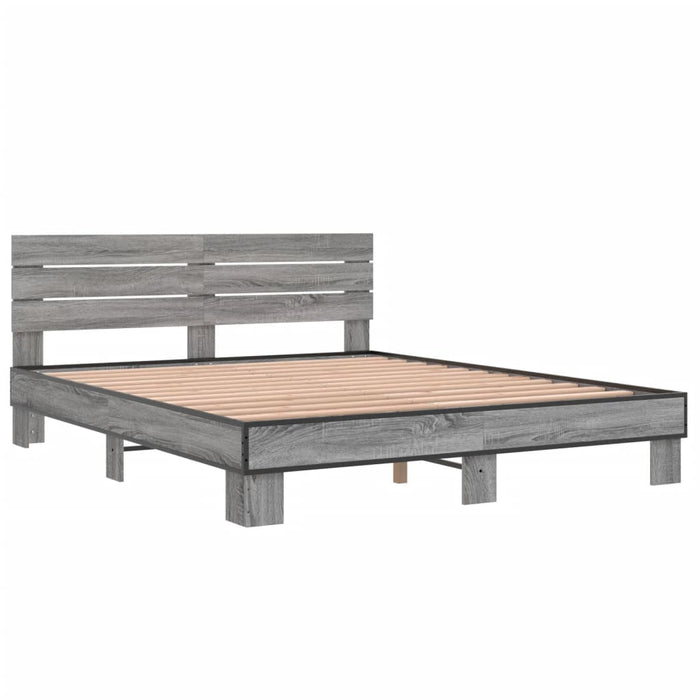 Cadru de pat, gri sonoma, 150x200 cm, lemn prelucrat și metal - WALTI WALTI