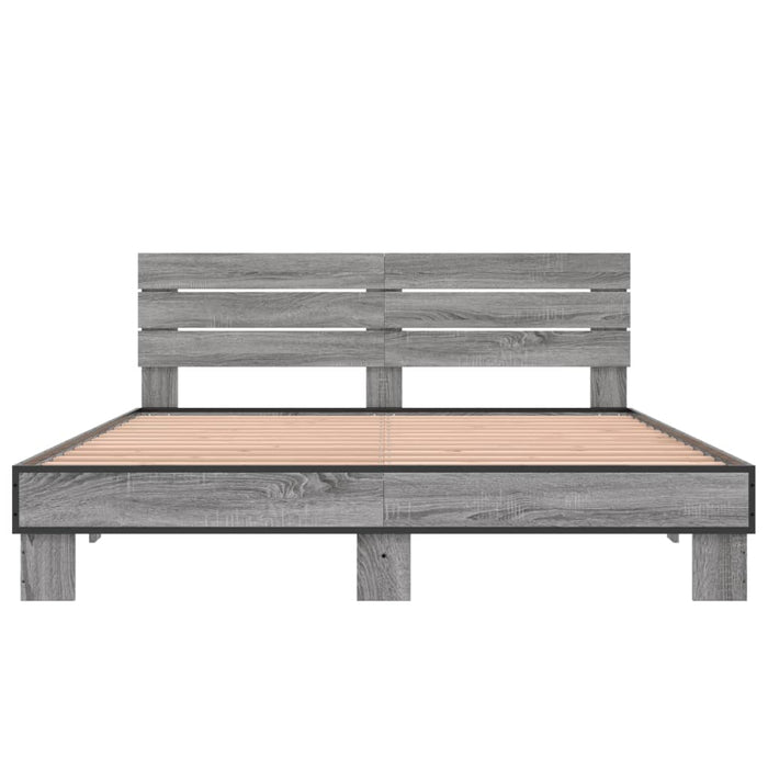 Cadru de pat, gri sonoma, 150x200 cm, lemn prelucrat și metal - WALTI WALTI