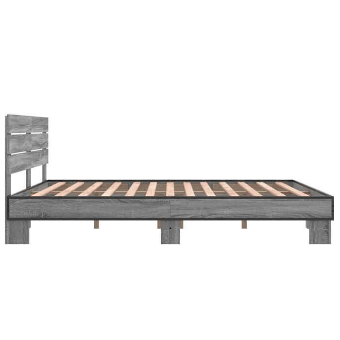 Cadru de pat, gri sonoma, 150x200 cm, lemn prelucrat și metal - WALTI WALTI