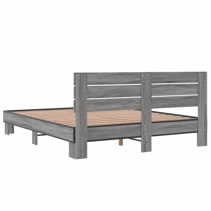 Cadru de pat, gri sonoma, 150x200 cm, lemn prelucrat și metal - WALTI WALTI