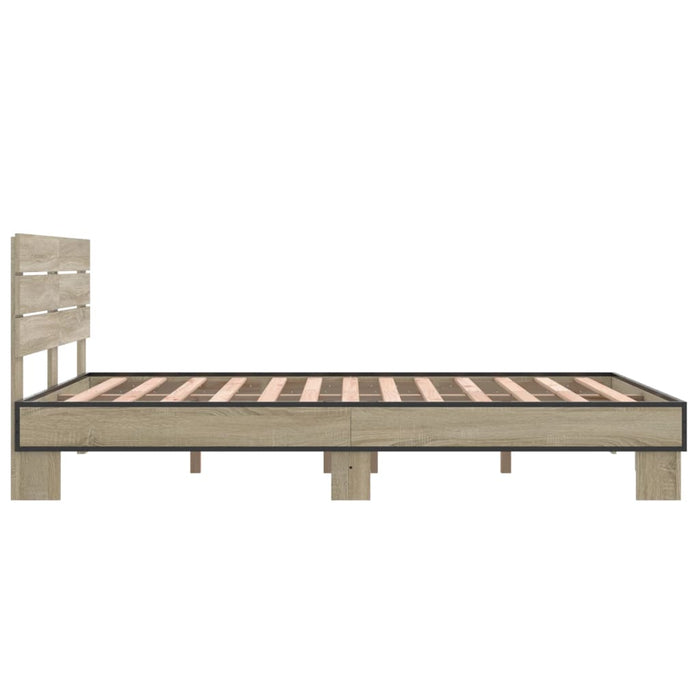 Cadru de pat, stejar sonoma, 140x200cm, lemn prelucrat și metal WALTI