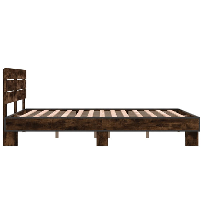 Cadru de pat, stejar fumuriu 140x200 cm lemn prelucrat și metal - WALTI WALTI