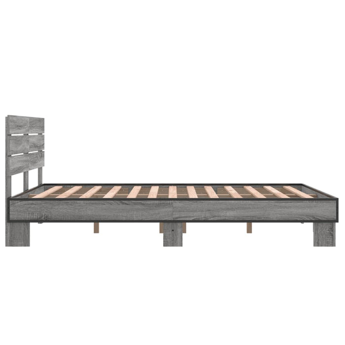 Cadru de pat, gri sonoma, 120x200 cm, lemn prelucrat și metal - WALTI WALTI
