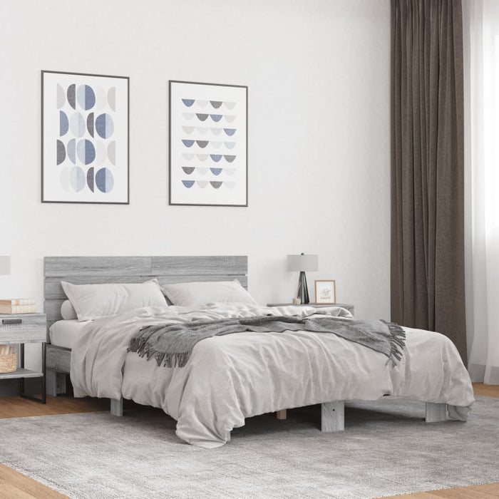 Cadru de pat, gri sonoma, 120x200 cm, lemn prelucrat și metal - WALTI WALTI
