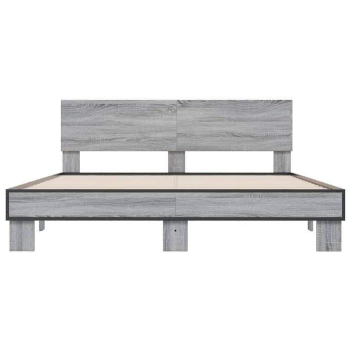 Cadru de pat, gri sonoma, 150x200 cm, lemn prelucrat și metal - WALTI WALTI