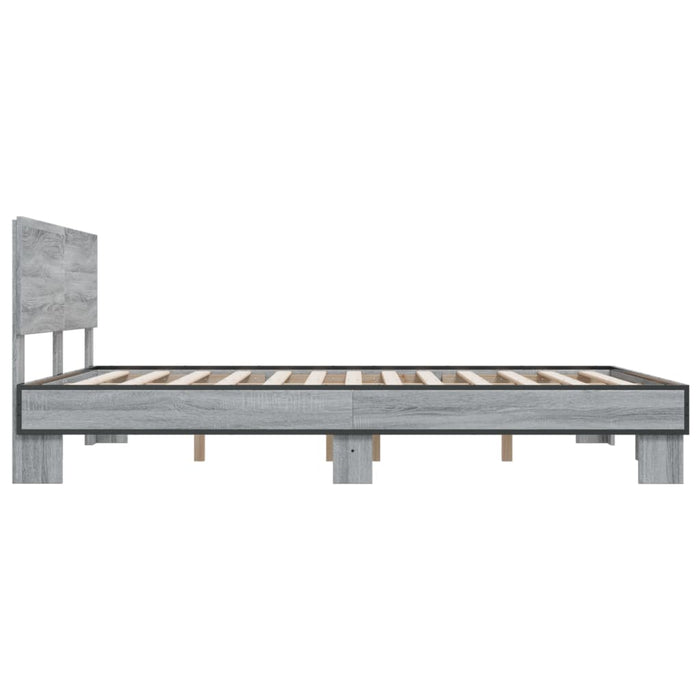 Cadru de pat, gri sonoma, 150x200 cm, lemn prelucrat și metal - WALTI WALTI