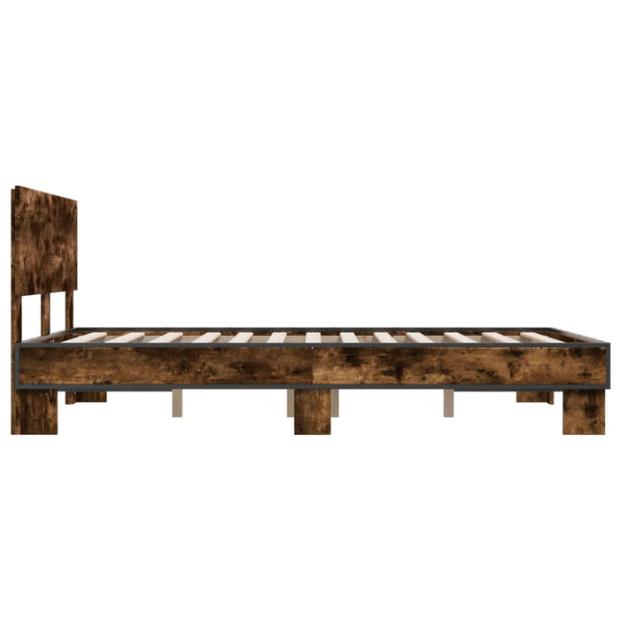 Cadru de pat, stejar afumat 120x190 cm lemn prelucrat și metal WALTI