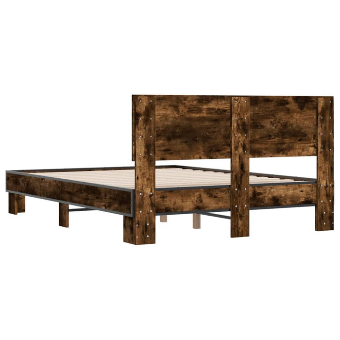 Cadru de pat, stejar afumat 120x190 cm lemn prelucrat și metal WALTI