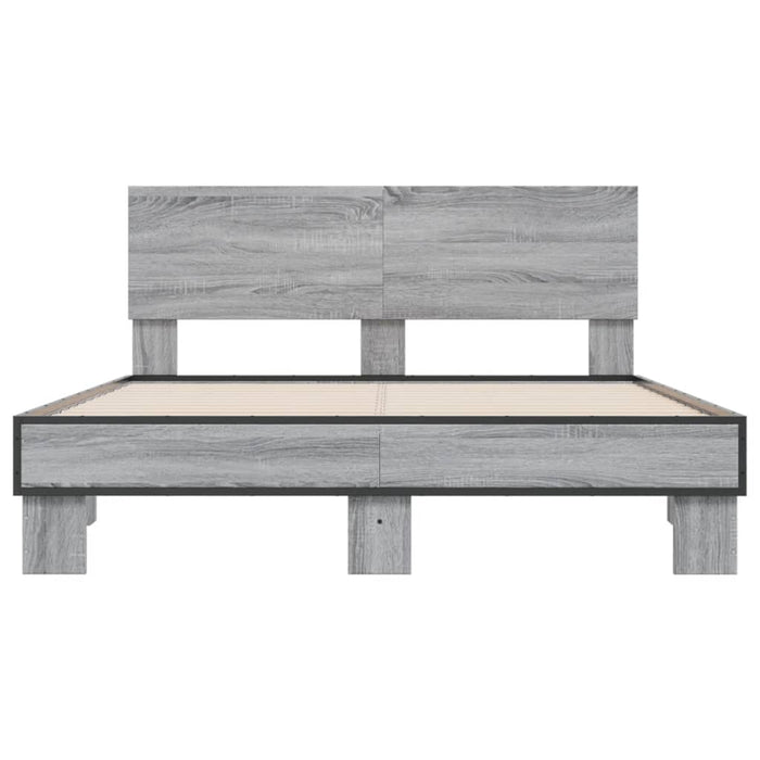 Cadru de pat, gri sonoma, 135x190 cm, lemn prelucrat și metal - WALTI WALTI
