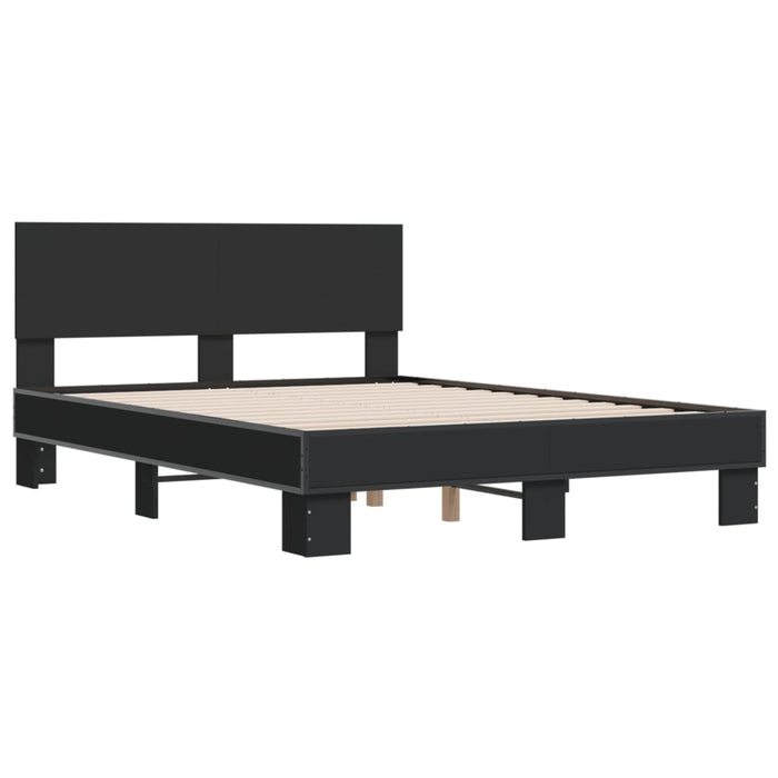 Cadru de pat, negru, 140x190 cm, lemn prelucrat și metal WALTI
