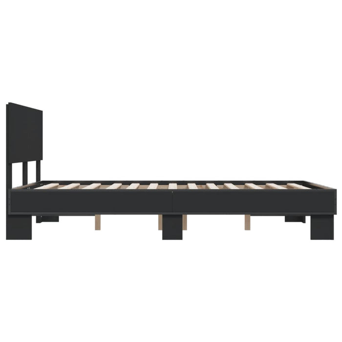 Cadru de pat, negru, 140x190 cm, lemn prelucrat și metal WALTI
