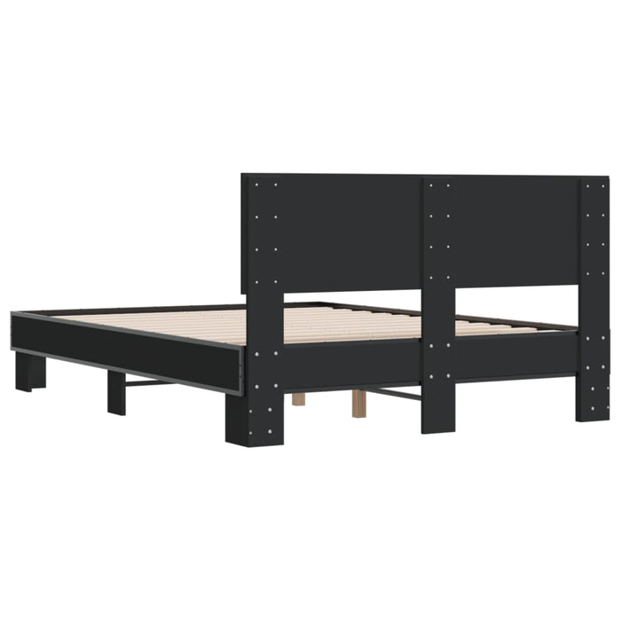 Cadru de pat, negru, 140x190 cm, lemn prelucrat și metal WALTI