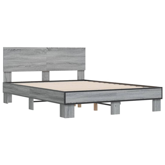 Cadru de pat, gri sonoma, 140x190 cm, lemn prelucrat și metal WALTI