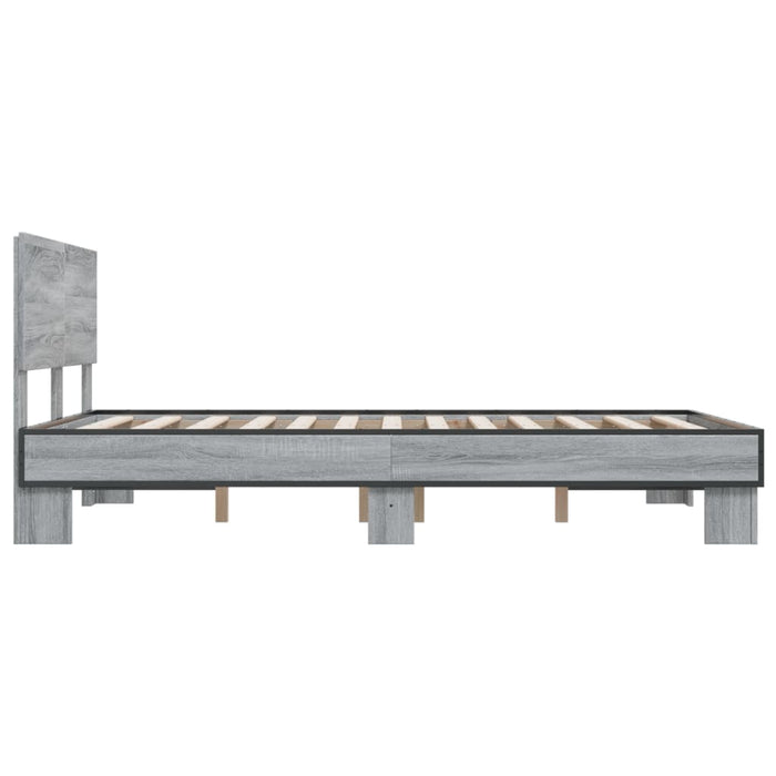 Cadru de pat, gri sonoma, 140x190 cm, lemn prelucrat și metal WALTI