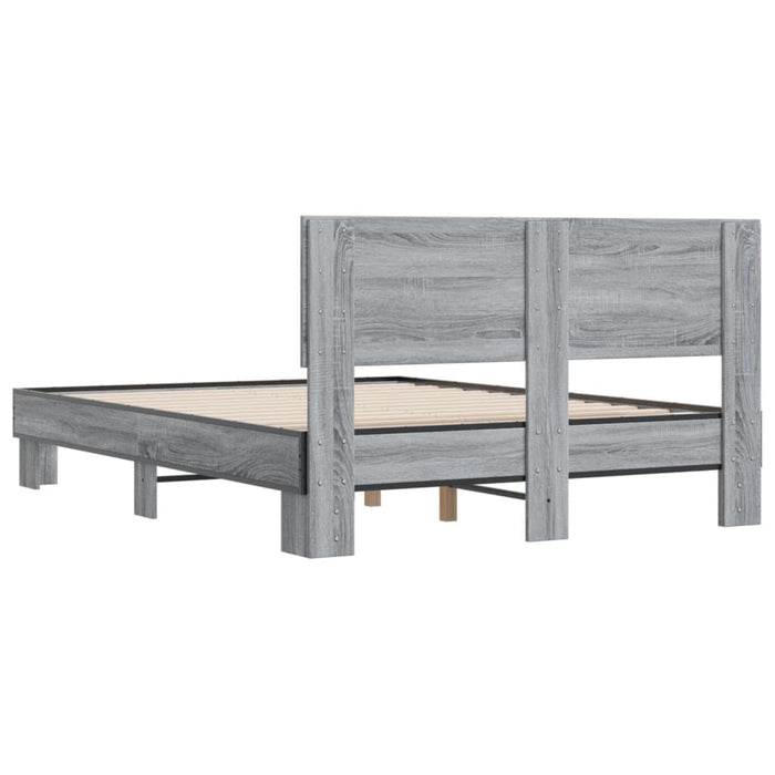 Cadru de pat, gri sonoma, 140x190 cm, lemn prelucrat și metal WALTI