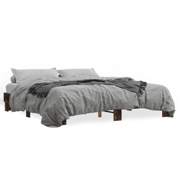 Cadru de pat, stejar fumuriu 200x200 cm lemn prelucrat și metal - WALTI WALTI