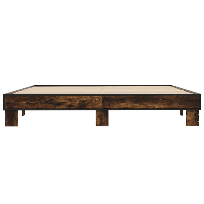 Cadru de pat, stejar fumuriu 200x200 cm lemn prelucrat și metal - WALTI WALTI