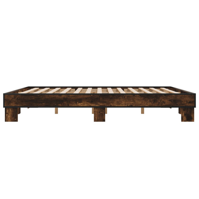 Cadru de pat, stejar fumuriu 200x200 cm lemn prelucrat și metal - WALTI WALTI
