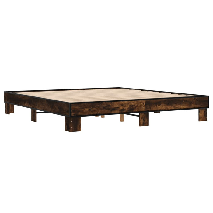 Cadru de pat, stejar fumuriu 200x200 cm lemn prelucrat și metal - WALTI WALTI