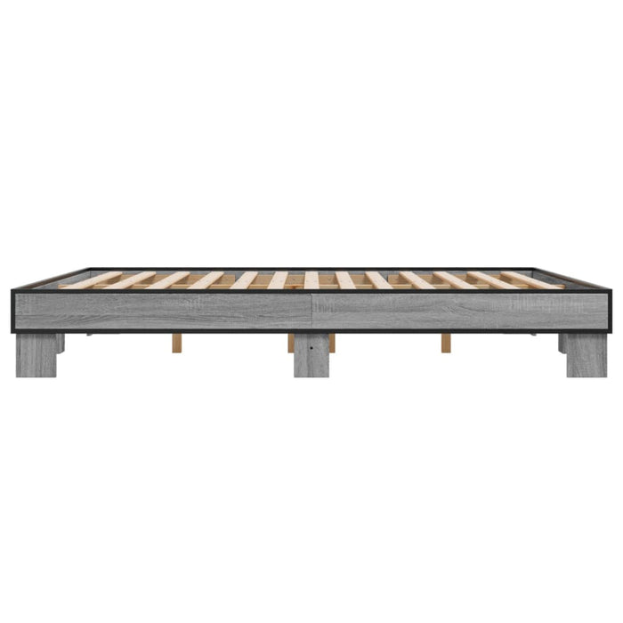 Cadru de pat, gri sonoma, 200x200 cm, lemn prelucrat și metal WALTI