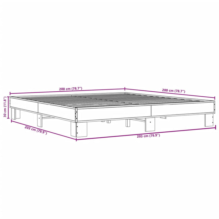 Cadru de pat, gri sonoma, 200x200 cm, lemn prelucrat și metal WALTI