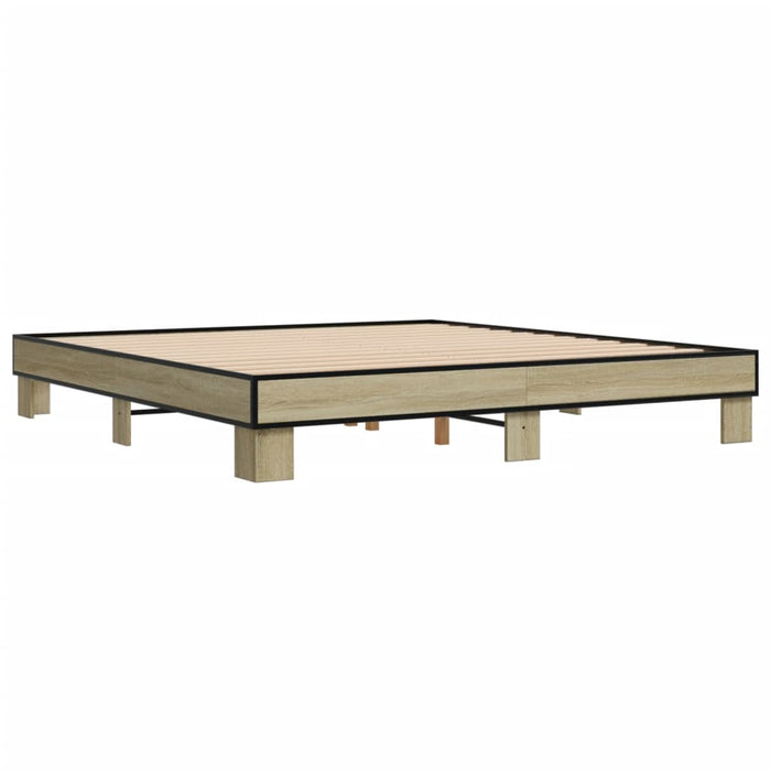 Cadru de pat, stejar sonoma, 160x200cm, lemn prelucrat și metal - WALTI WALTI