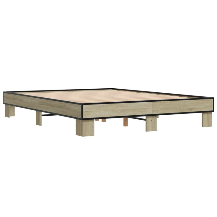 Cadru de pat, stejar sonoma, 150x200cm, lemn prelucrat și metal - WALTI WALTI