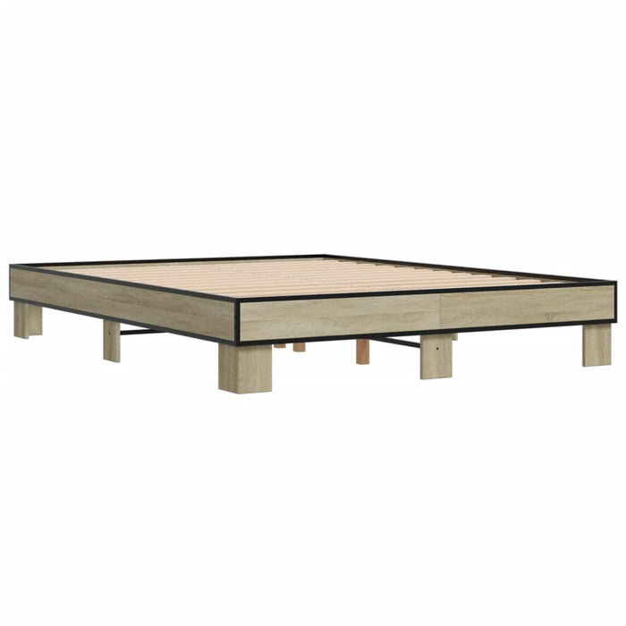 Cadru de pat, stejar sonoma, 150x200cm, lemn prelucrat și metal - WALTI WALTI