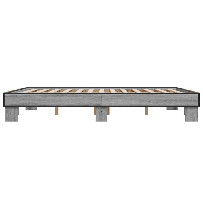 Cadru de pat, gri sonoma, 150x200 cm, lemn prelucrat și metal - WALTI WALTI