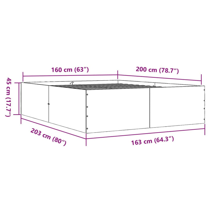 Cadru de pat, alb, 160x200 cm, lemn prelucrat WALTI