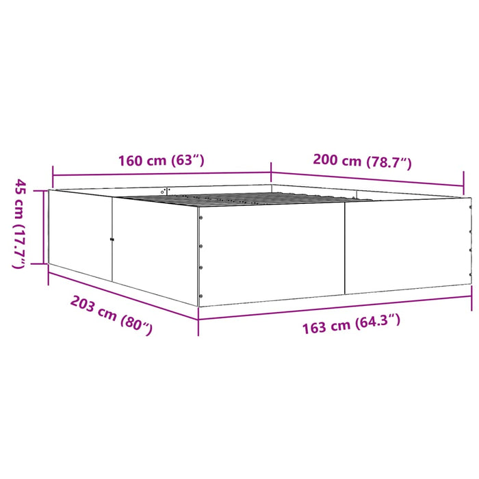 Cadru de pat, gri sonoma, 160x200 cm, lemn prelucrat - WALTI WALTI