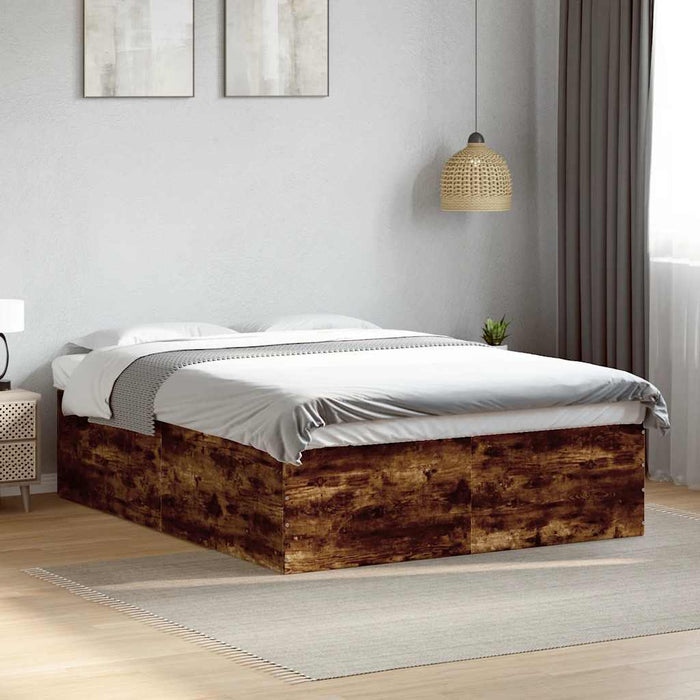 Cadru de pat, stejar fumuriu, 150x200 cm, lemn prelucrat WALTI
