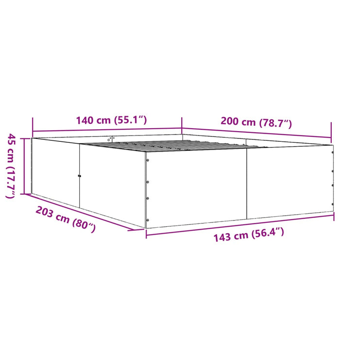 Cadru de pat, gri sonoma, 140x200 cm, lemn prelucrat WALTI