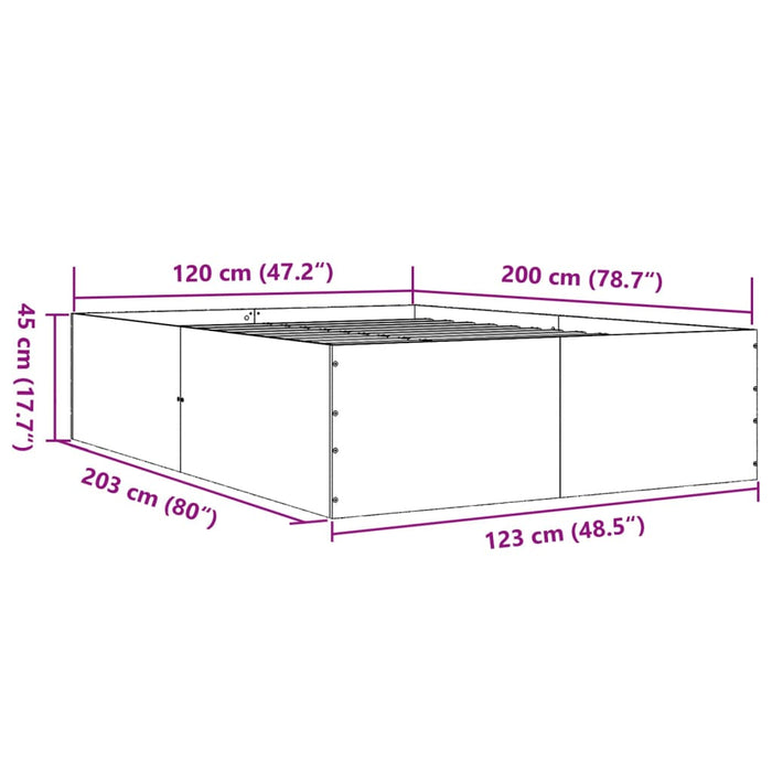 Cadru de pat, alb, 120x200 cm, lemn prelucrat WALTI