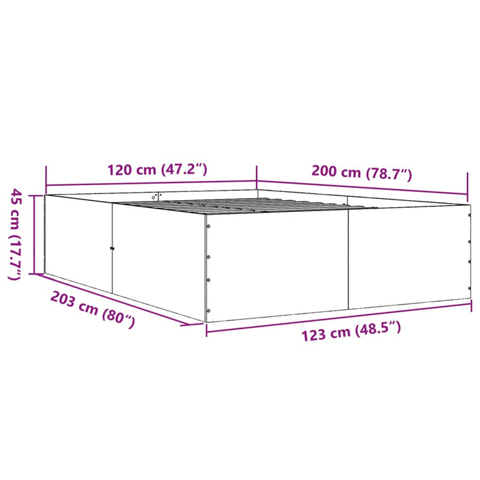 Cadru de pat, stejar maro, 120x200 cm, lemn prelucrat WALTI