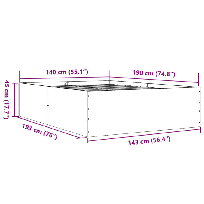 Cadru de pat, negru, 140x190 cm, lemn prelucrat WALTI