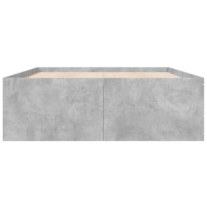 Cadru de pat, gri beton, 135x190 cm, lemn prelucrat - WALTI WALTI