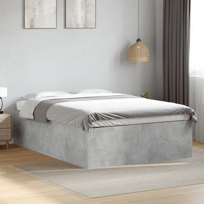 Cadru de pat, gri beton, 135x190 cm, lemn prelucrat - WALTI WALTI
