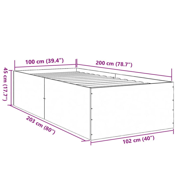 Cadru de pat, negru, 100x200 cm, lemn prelucrat WALTI
