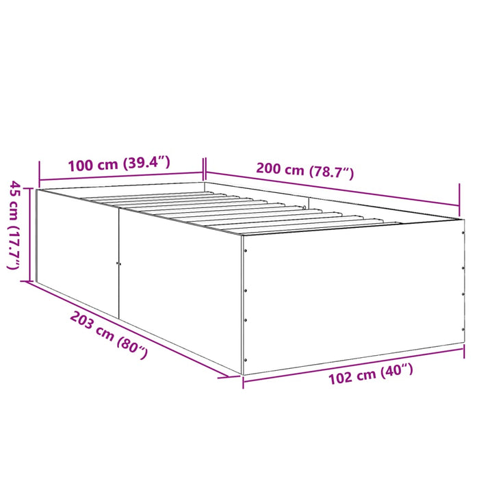 Cadru de pat, gri beton, 100x200 cm, lemn prelucrat - WALTI WALTI