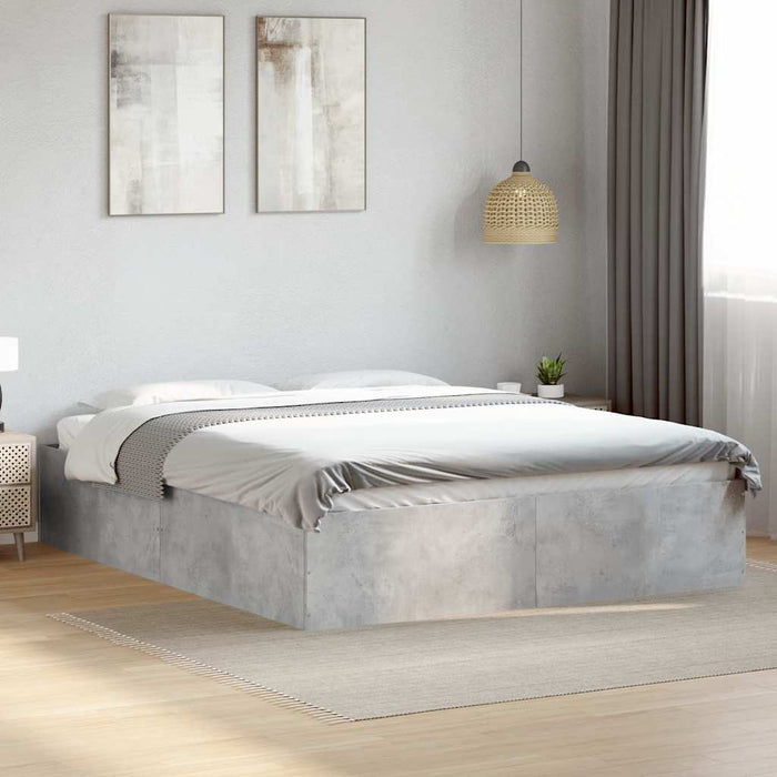 Cadru de pat, gri beton, 150x200 cm, lemn prelucrat - WALTI WALTI