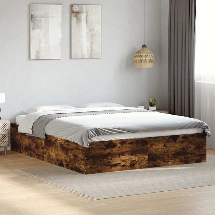 Cadru de pat, stejar fumuriu, 150x200 cm, lemn prelucrat - WALTI WALTI