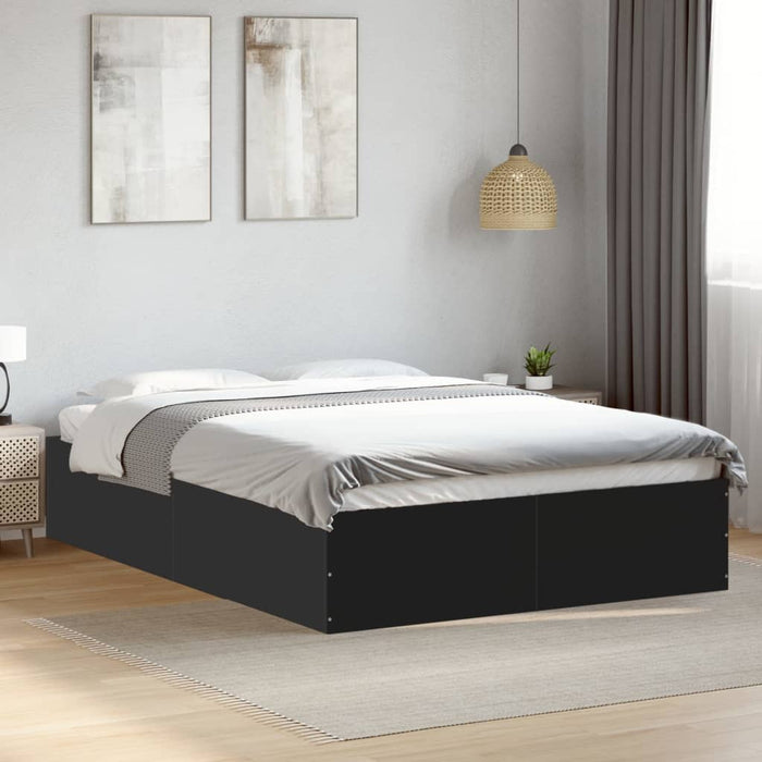 Cadru de pat, negru ,135x190 cm, lemn prelucrat WALTI