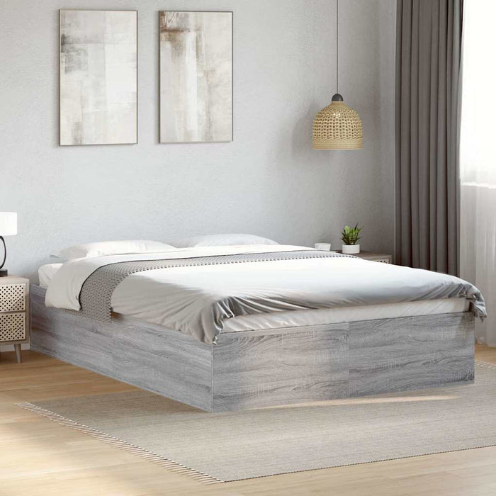 Cadru de pat, gri sonoma, 135x190 cm, lemn prelucrat - WALTI WALTI
