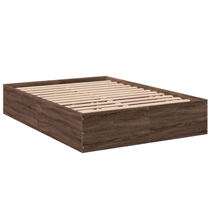 Cadru de pat, stejar maro, 135x190 cm, lemn prelucrat WALTI