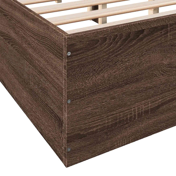 Cadru de pat, stejar maro, 135x190 cm, lemn prelucrat WALTI